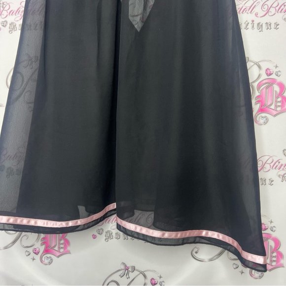 Ann summers babydoll dress nighty open cup bling black pink rhinestone buckle - Picture 4 of 13